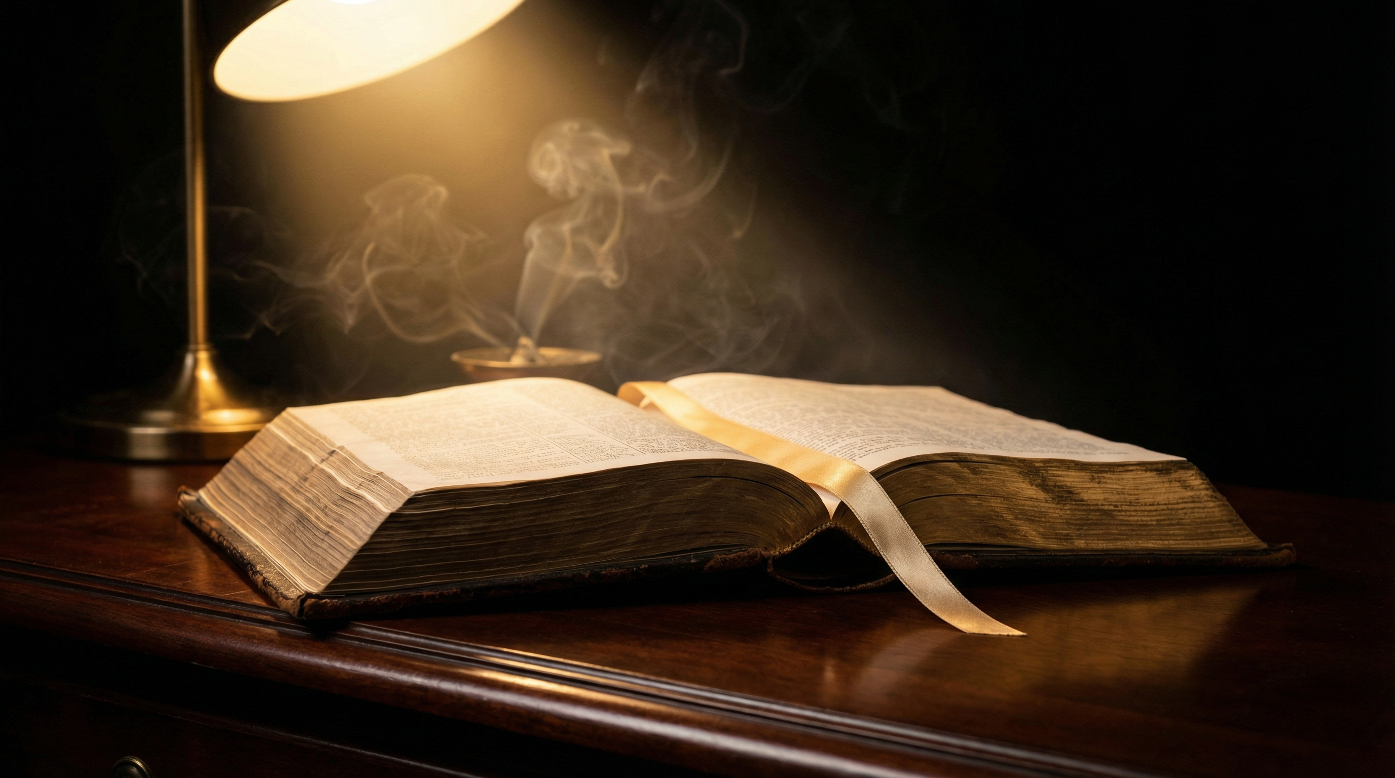 Open Bible with golden light